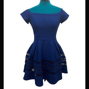 Francesca’s Collection | Blue Cold Shoulder Dress